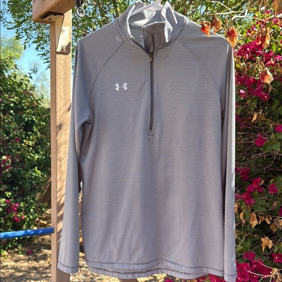 Under Armour Gray Striped Quarter-Zip Pullover - Picture 1 of 3
